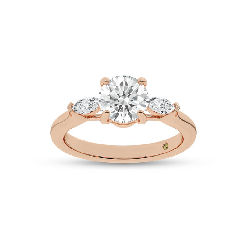 Maui Three Stone Round Lab Grown Diamond Engagement Ring | 18K Rose Gold 2 1/4 CT. TW.