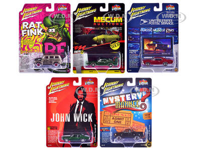 Pop Culture 2024 Set of 6 Cars Release 1 1/64 Diecast Model Cars by Johnny Lightning