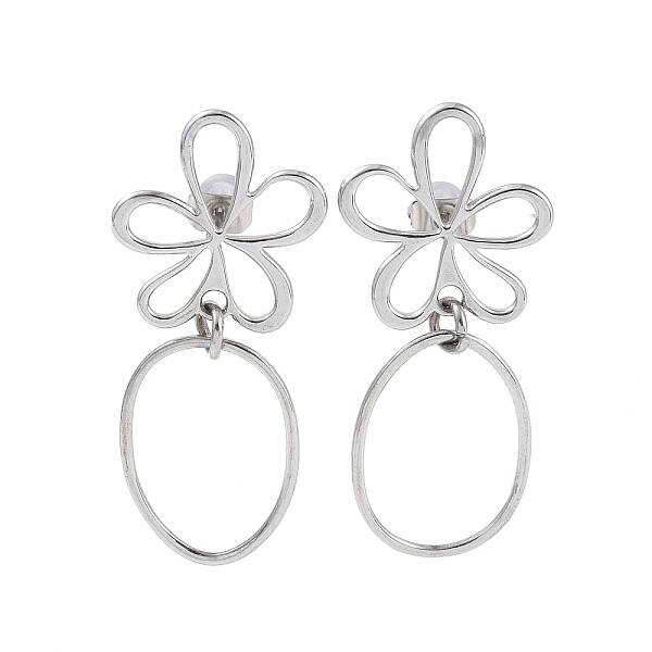 Non-Tarnish Hollow Flower 304 Stainless Steel Dangle Earrings
