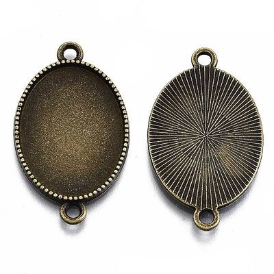 Tibetan Style Oval Alloy Cabochon Connector Settings