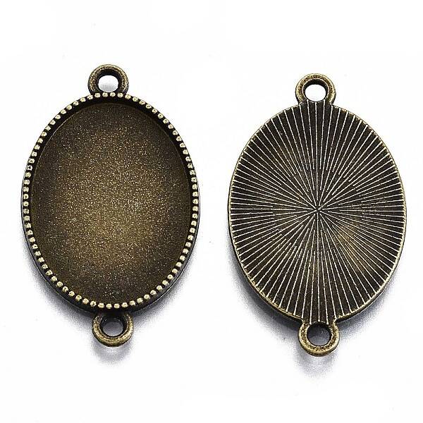 Tibetan Style Oval Alloy Cabochon Connector Settings