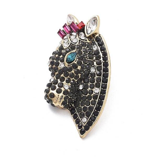 Horse's Head Alloy Rhinestone Brooches