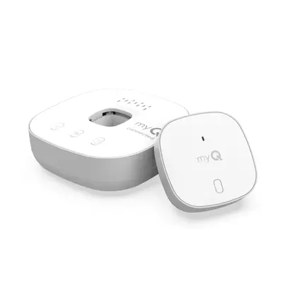 myQ Smart Garage Control - Wireless Garage Hub and Sensor with Wifi & Bluetooth - Smartphone Controlled, White
