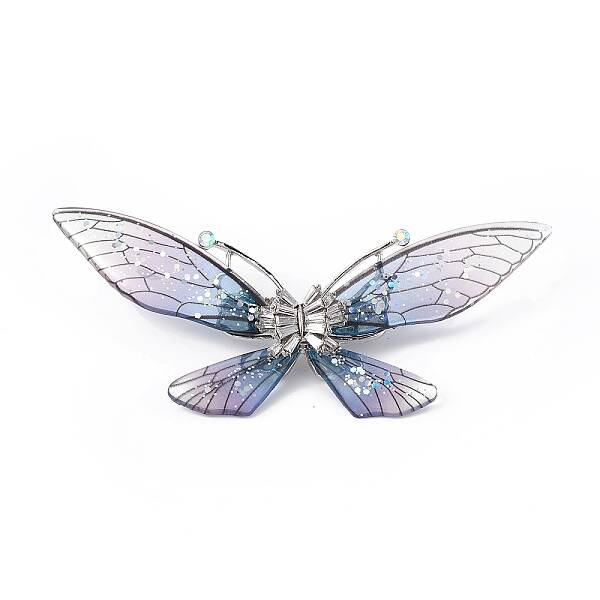 Bling Resin Butterfly Brooch Pin with Crystal Rhinestone
