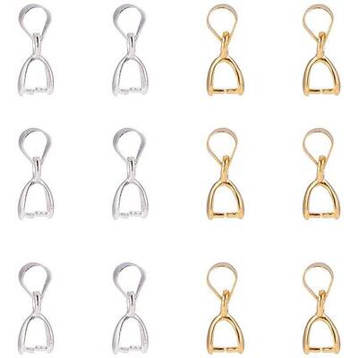 150pcs 3 Colors Brass Pinch Bails Pinch Clip Bail Clasp Dangle Charm Bead Pendant Connector Findings for Pendants Necklace Je...