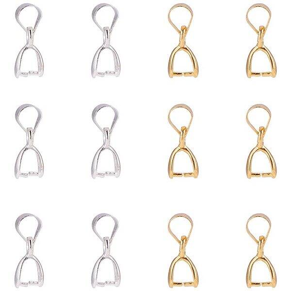 150pcs 3 Colors Brass Pinch Bails Pinch Clip Bail Clasp Dangle Charm Bead Pendant Connector Findings for Pendants Necklace Je...