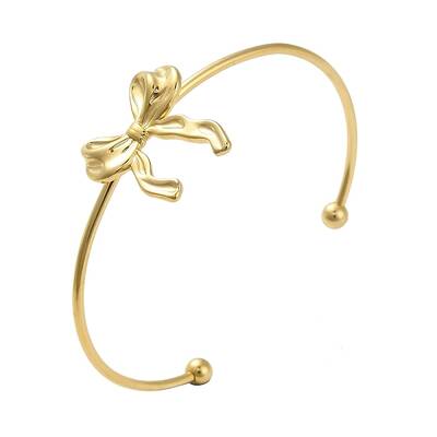 304 Stainless Steel Bowknot Cuff Bangles for Women