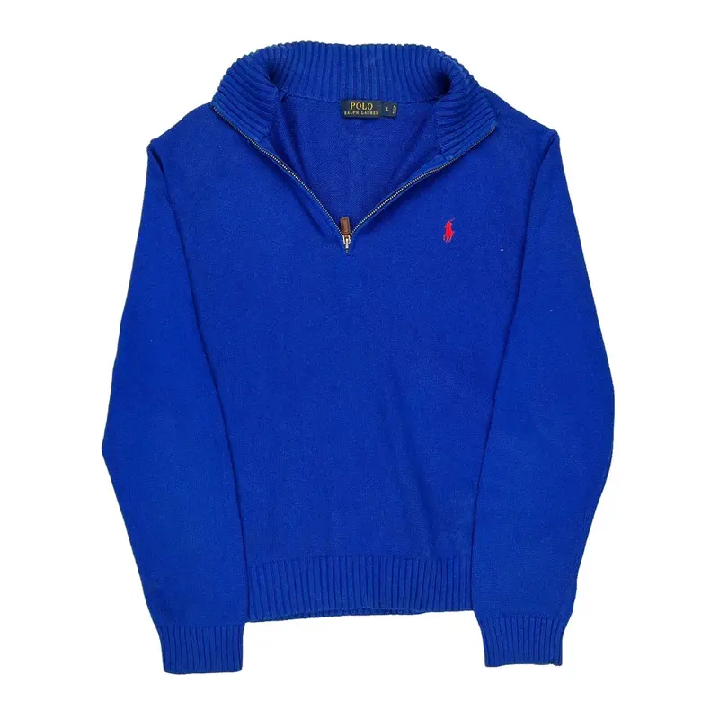 Ralph Lauren 1/4 Zip - Large Blue Cotton