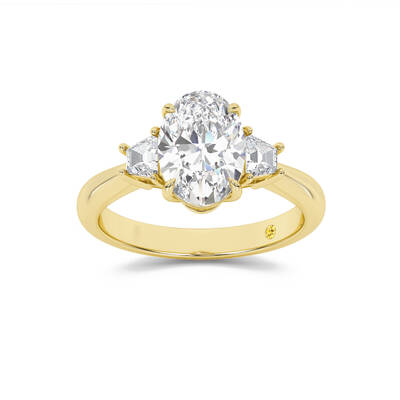 Nova Three Stone Oval Lab Grown Diamond Engagement Ring | 14K Yellow Gold 4 3/4 CT. TW.