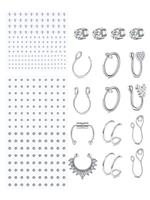Fake Eyebrow Studs, Fake Lip Studs, Magnetic Nose Ring, Stainless Steel Studs, Rhinestone Stickers, Personality Body No Pierc...