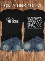Women's Slogan Graphic Round Neck Tee, Fashion Casual Heart Print Crew Neck T-Shirt for Daily Holiday Vacation Outdoor Wear, ...