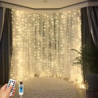 300 LED Fairy Curtain Lights, 9.8 x 9.8FT Warm White USB Plug in 8 Modes String Hanging Lights with Remote for Christmas, Bed...