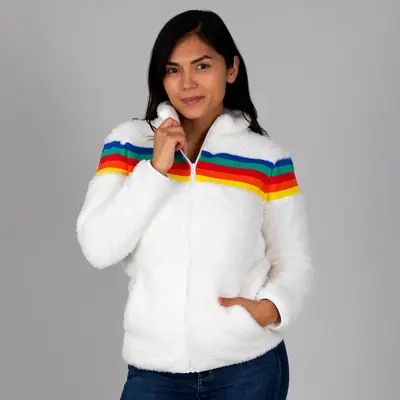 Wrapped in a Rainbow Fleece Jacket - L