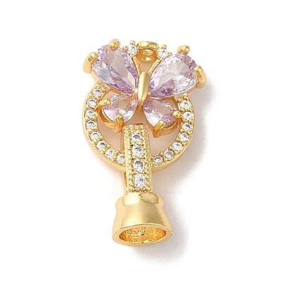 Brass Micro Pave Cubic Zirconia Fold Over Clasps