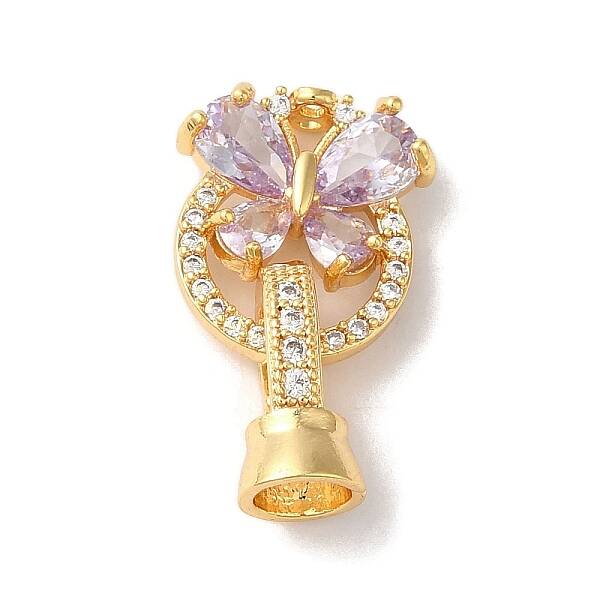 Brass Micro Pave Cubic Zirconia Fold Over Clasps