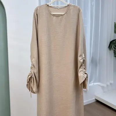 Crepe Lace-Up Cuff Abaya (MA087) - Lightweight and Breathable Muslim Women's Clothing - Casual elegant maxi dresses women dai...