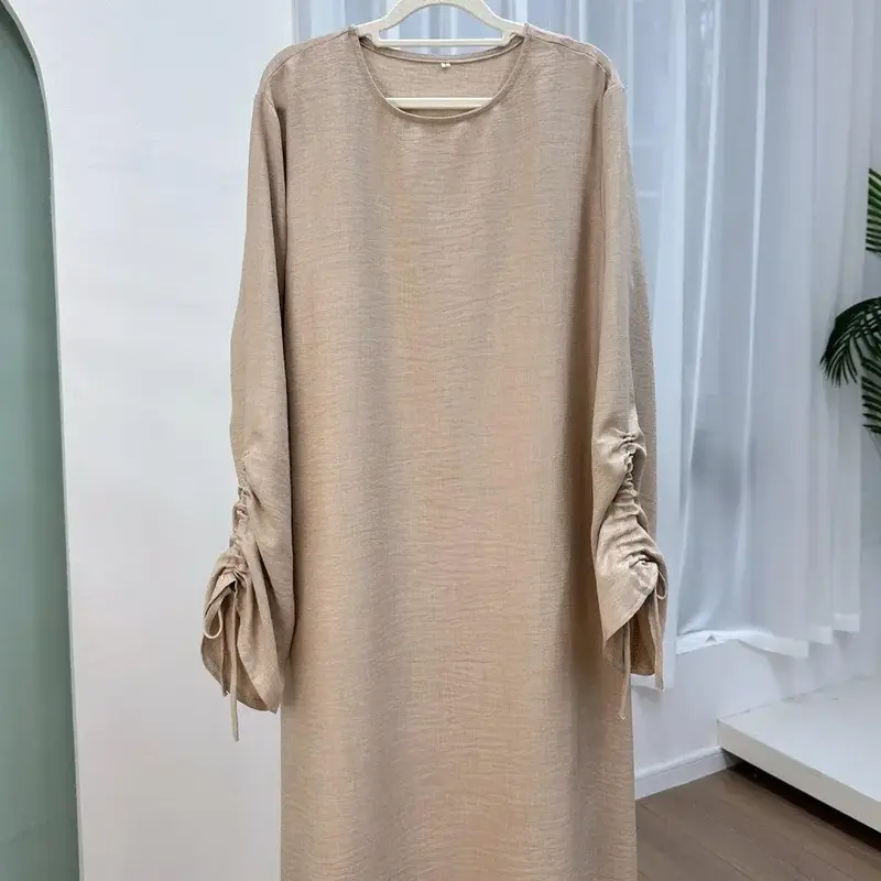 Crepe Lace-Up Cuff Abaya (MA087) - Lightweight and Breathable Muslim Women's Clothing - Casual elegant maxi dresses women dai...