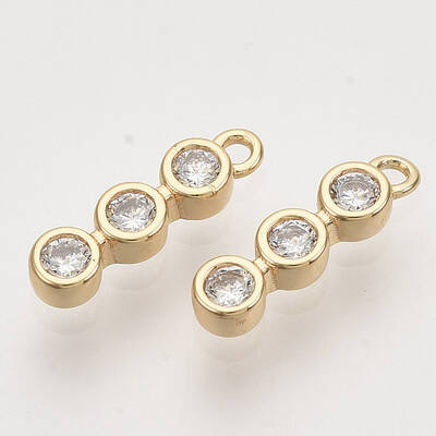 Brass Micro Pave Clear Cubic Zirconia Charms