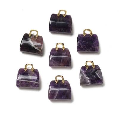 Natural Amethyst Brass Pendants