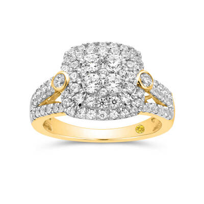 Glorious Lab Grown Cluster Diamond Engagement Ring | Yellow Gold 1 1/4 CT. TW.
