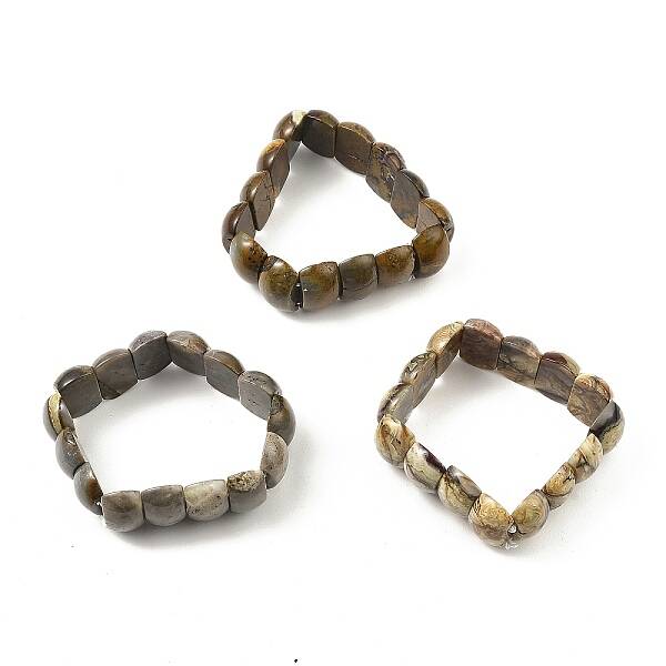Natural Mexican Agate Beaded Stretch Bracelets