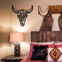 Bull Head Design Wall Decor, Metal Wall Art, Western Style Wall Hanging Decor, Wall Art for Home Living Room Bedroom, Home De...