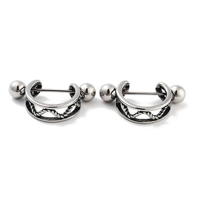 Multi-Strand 316 Surgical Stainless Steel Shield Barbell Hoop Earrings