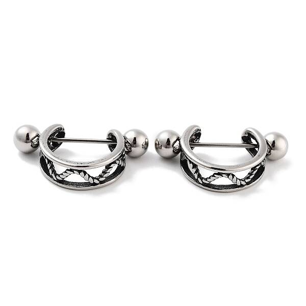 Multi-Strand 316 Surgical Stainless Steel Shield Barbell Hoop Earrings