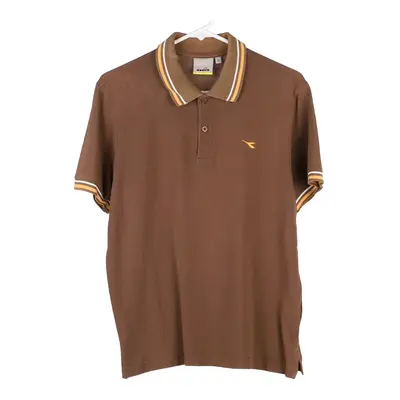Diadora Polo Shirt - Small Brown Cotton