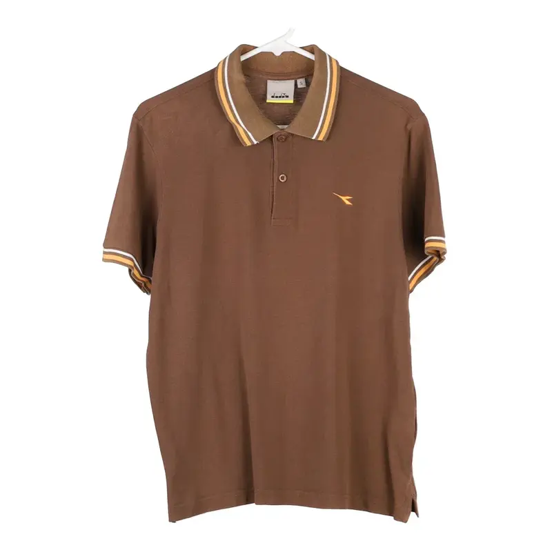 Diadora Polo Shirt - Small Brown Cotton
