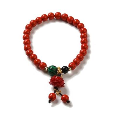 6mm Round Cinnabar Mala Stretch Bracelets