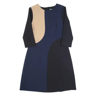 PHASE EIGHT Womens Fit & Flare Dress Blue Colourblock Midi UK 12