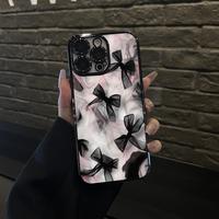 coquette black bow Pattern Phone Case Camera Lens Protective TPU for iPhone 16 15 Pro Max 14 13 12 11 XR XS Plus Fashion Shoc...