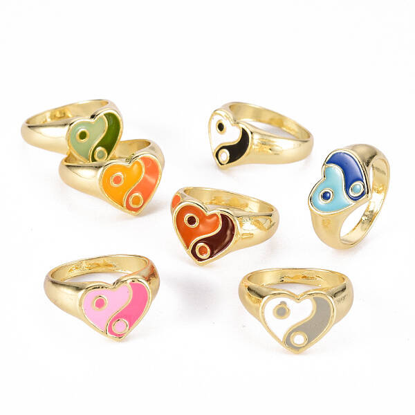 Alloy Enamel Wide Band Rings