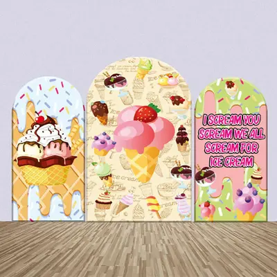 Colorful Ice Cream Pattern Party Arch Backdrop Kit - Aperturee