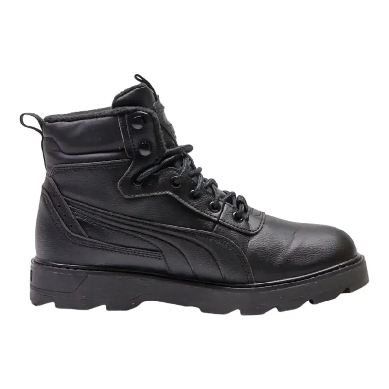 PUMA High Top Trainers Black Leather Mens UK 6