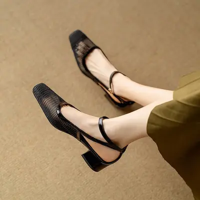 CHIKO Sapphire Square Toe Block Heels Pumps Shoes