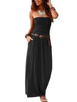 Women's Plain Pocket Sleeveless Tube Dress without Belt, Casual Solid Strapless Long Dress for Summer, Dress in Club, Fashion...
