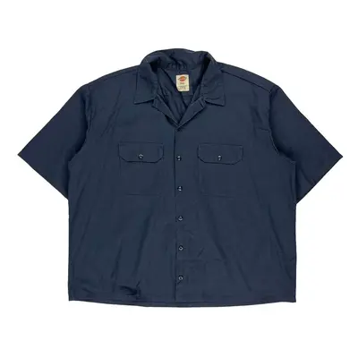 Dickies Short Sleeve Shirt - 2XL Blue Polyester Blend