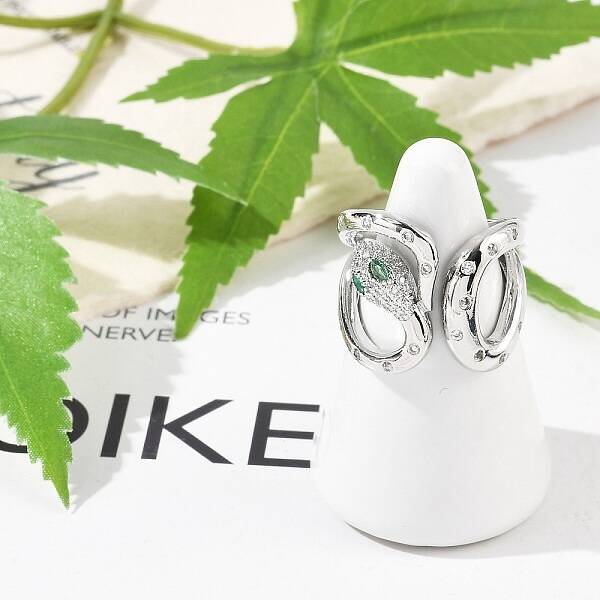 Brass Micro Pave Clear Cubic Zirconia Cuff Rings for Women Men