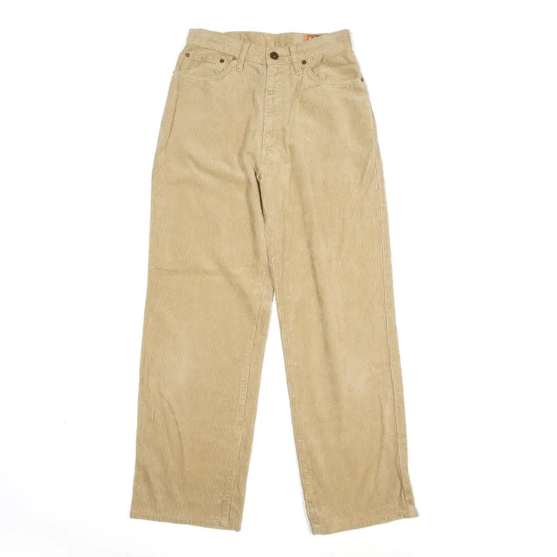 BOBSON Corduroy Trousers Beige Relaxed Straight Mens W24 L27