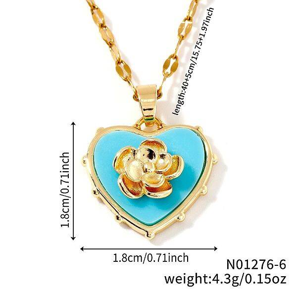 Barss Heart Flower Pendant Necklaces for Women