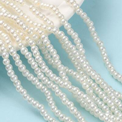 Baking Painted Pearlized Glass Pearl Round Bead Strands