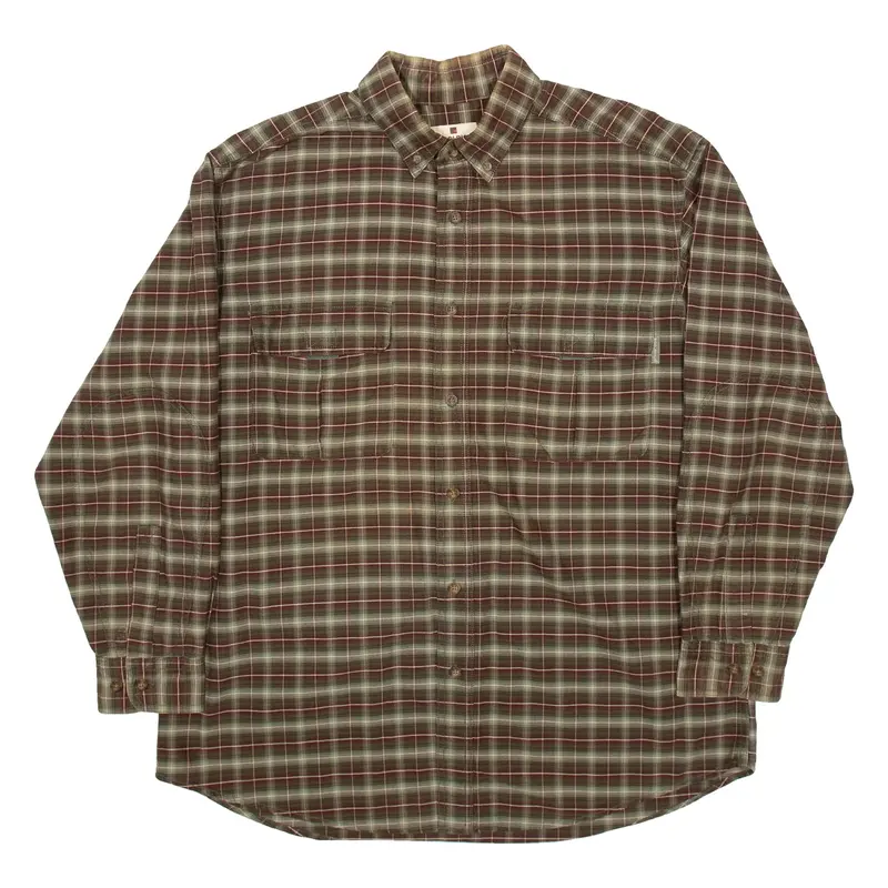 WOOLRICH Mens Shirt Green Check Long Sleeve L