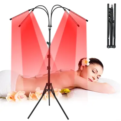 Garvee Red Light Therapy Lamp for Face & Body – 4-Head LED Panel, 150 LEDs (660nm & 850nm) – Near Infrared Light for Skin...