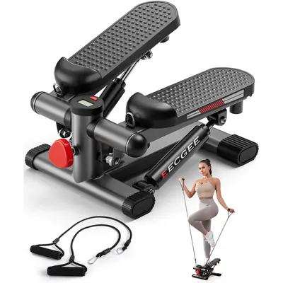 Foot Pedals Stair Stepper for Exercise, Mini Steppers with Resistance Band, Hydraulic Fitness Stepper Exercise Home Workout E...