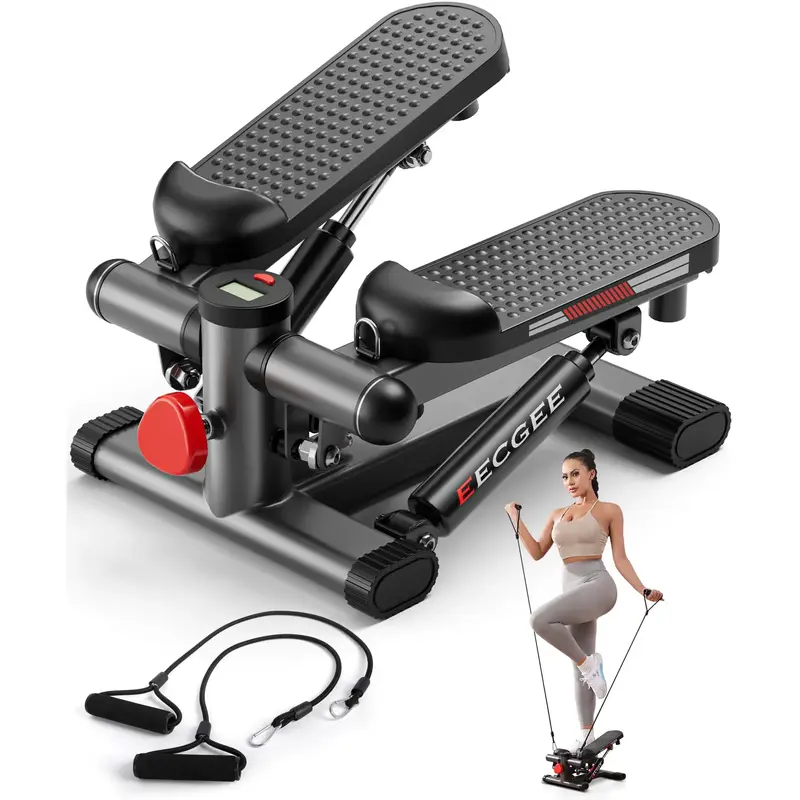 Foot Pedals Stair Stepper for Exercise, Mini Steppers with Resistance Band, Hydraulic Fitness Stepper Exercise Home Workout E...