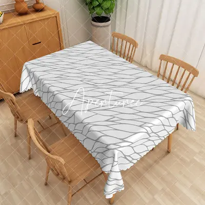 Aperturee Modern Grey And White Nets Rectangle Tablecloth, 52 x 70 inch, 30.82 USD, rectangle tablecloths, ZJY04992-A
