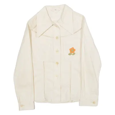 Girls Shirt Beige Floral Long Sleeve XXS