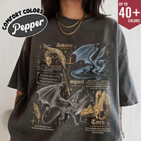 Fourth Wing Dragon Comfort Colors Shirt, Tairn & Andarna Tee, Basgiath War College Dragon Rider Shirt, Bookish Gift for Reade...
